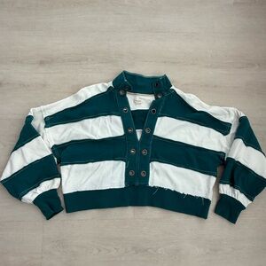 Striped aquamarine and White Pullover